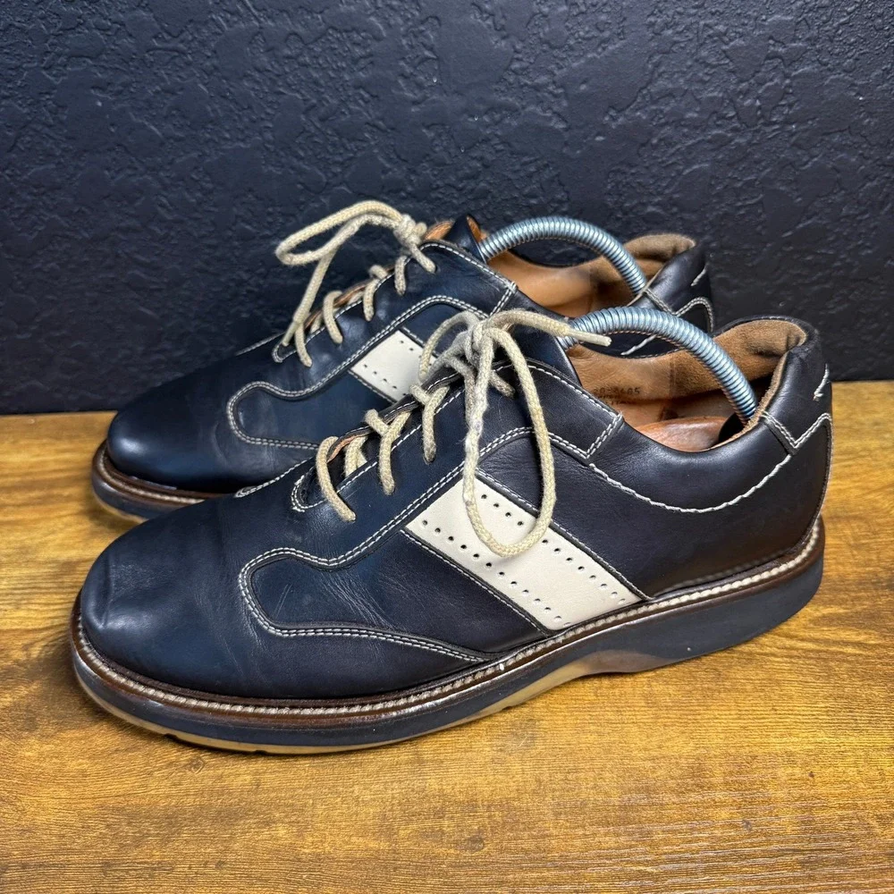 Johnston & Murphy Passport 20-2485‎ Navy Leather Oxford Mens 9.5 M Made in Italy